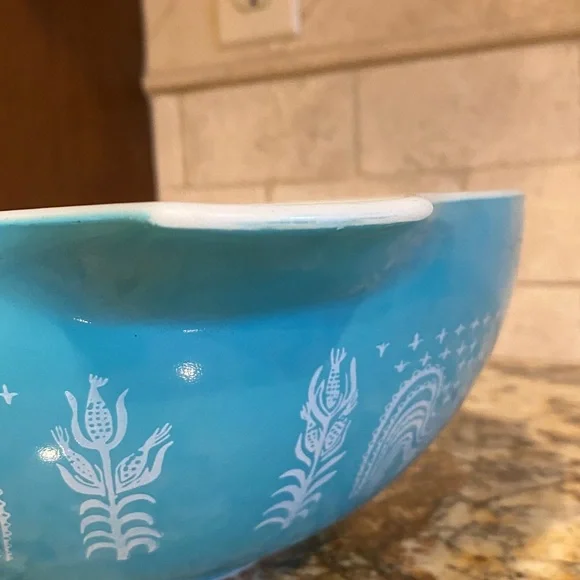 Vintage PYREX #444 4 qt Amish Butterprint Princess Turquoise Mixing Bowl